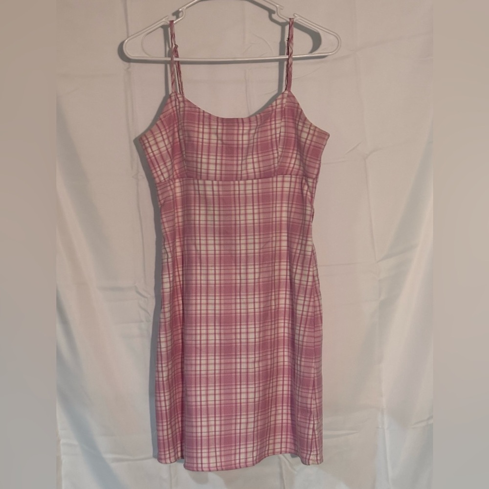 Pink Plaid Sleeveless Dress
